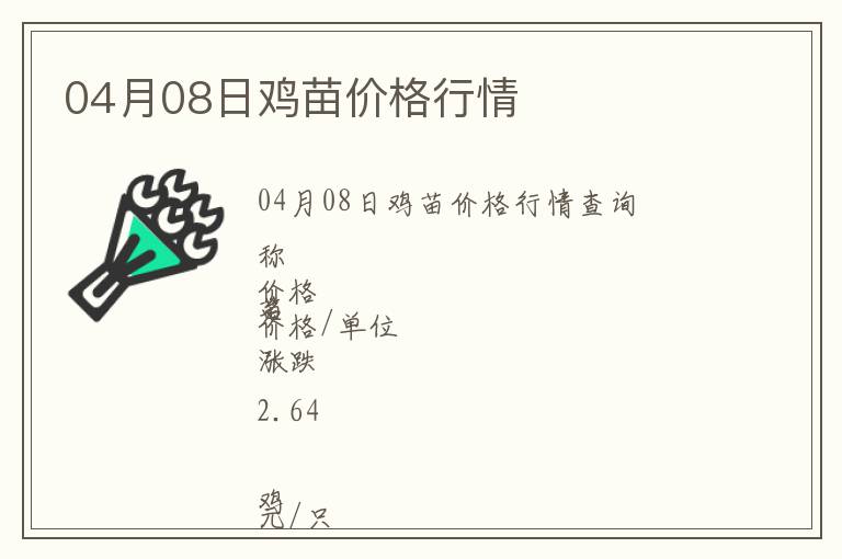 04月08日雞苗價(jià)格行情