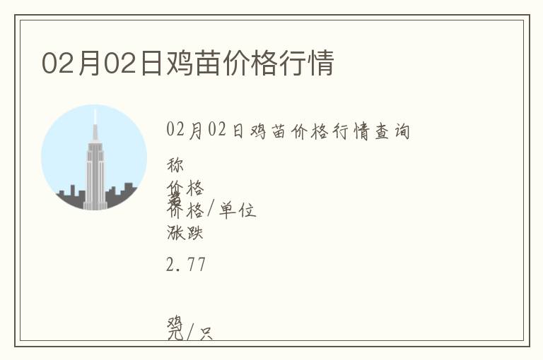02月02日雞苗價(jià)格行情