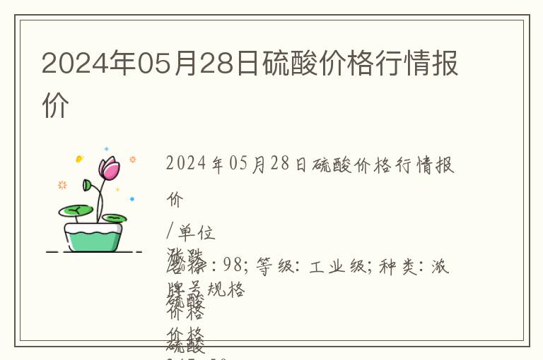 2024年05月28日硫酸價(jià)格行情報(bào)價(jià)
