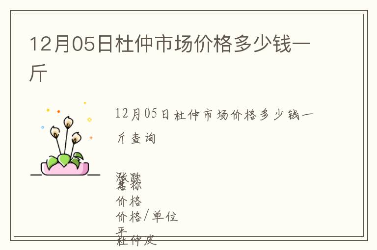12月05日杜仲市場價格多少錢一斤