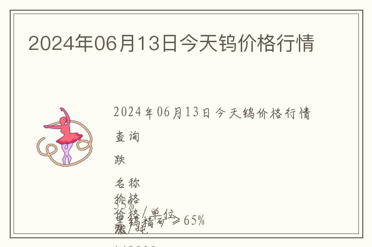 2024年06月13日今天鎢價格行情