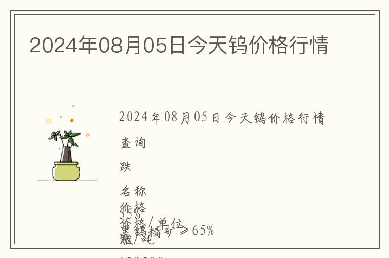 2024年08月05日今天鎢價(jià)格行情