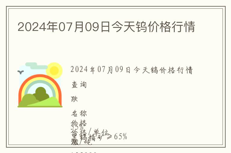 2024年07月09日今天鎢價格行情