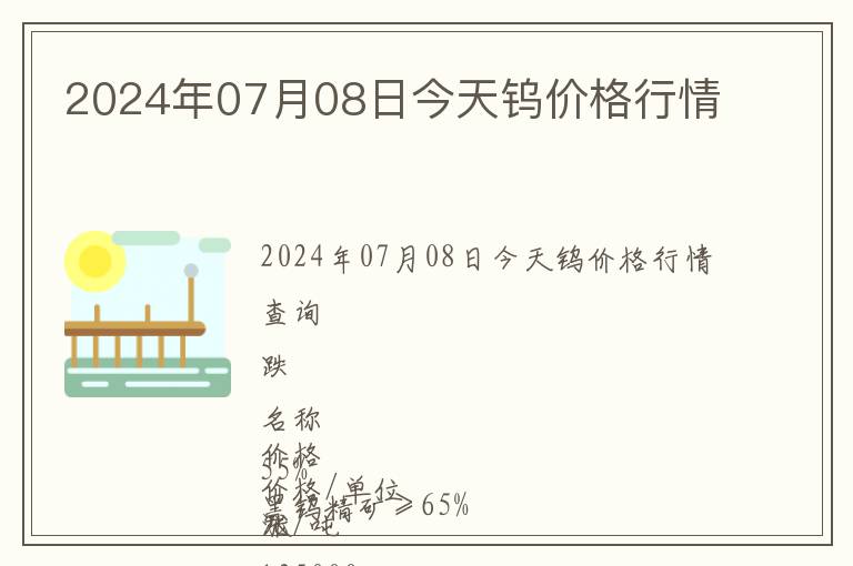 2024年07月08日今天鎢價(jià)格行情