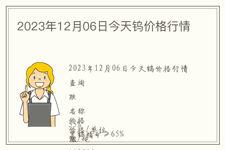 2023年12月06日今天鎢價格行情