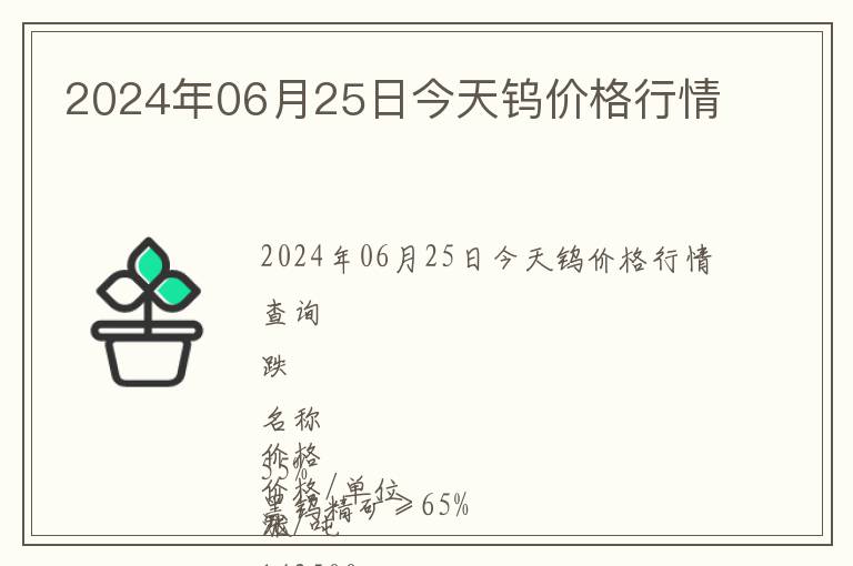 2024年06月25日今天鎢價(jià)格行情