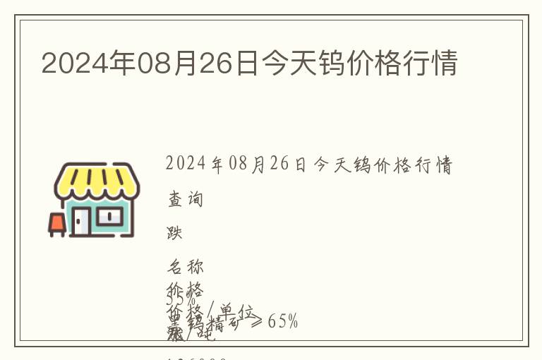 2024年08月26日今天鎢價格行情