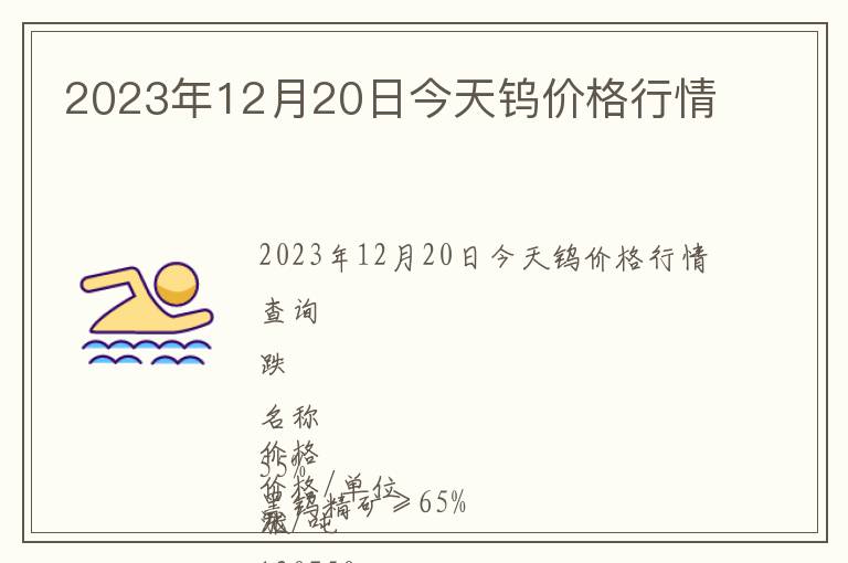 2023年12月20日今天鎢價(jià)格行情