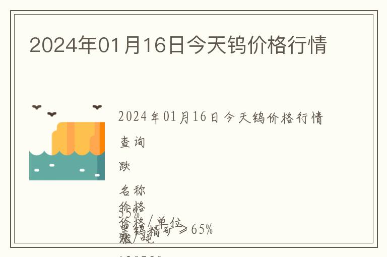 2024年01月16日今天鎢價格行情