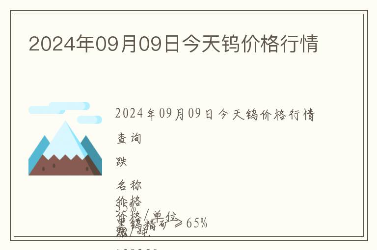 2024年09月09日今天鎢價格行情