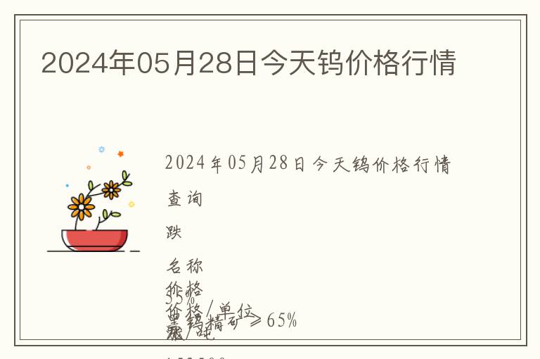 2024年05月28日今天鎢價(jià)格行情