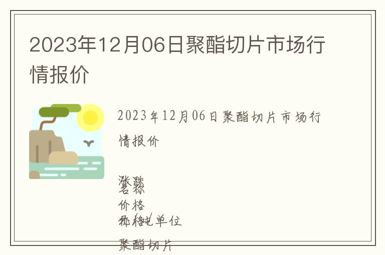 2023年12月06日聚酯切片市場行情報價