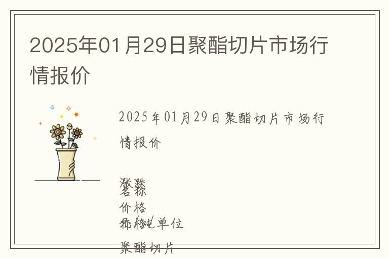 2025年01月29日聚酯切片市場(chǎng)行情報(bào)價(jià)