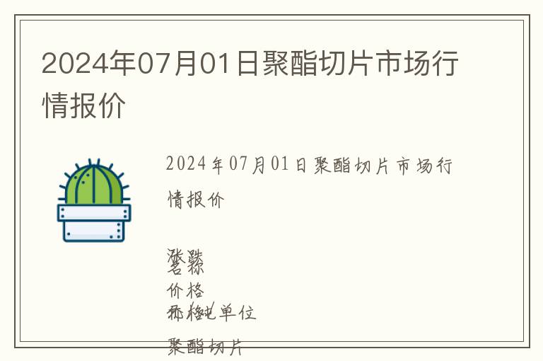2024年07月01日聚酯切片市場(chǎng)行情報(bào)價(jià)