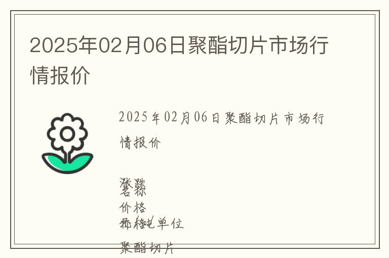 2025年02月06日聚酯切片市場(chǎng)行情報(bào)價(jià)