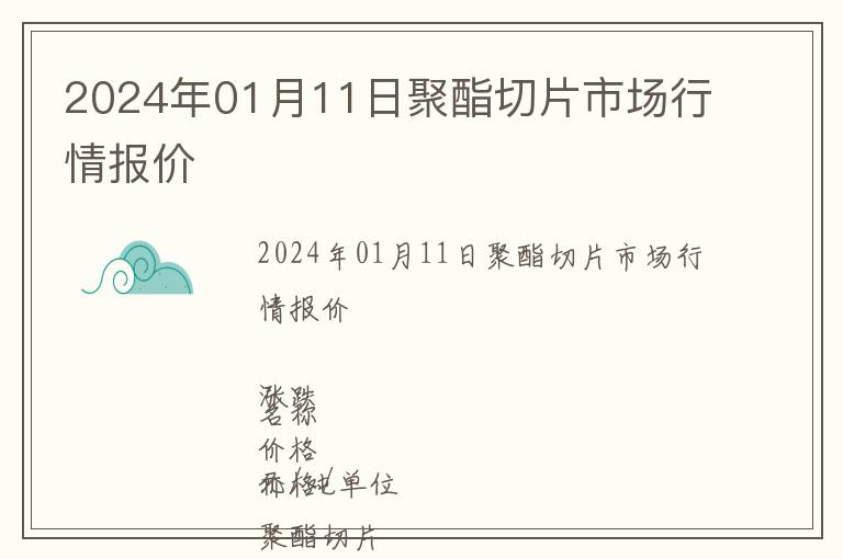 2024年01月11日聚酯切片市場行情報(bào)價(jià)