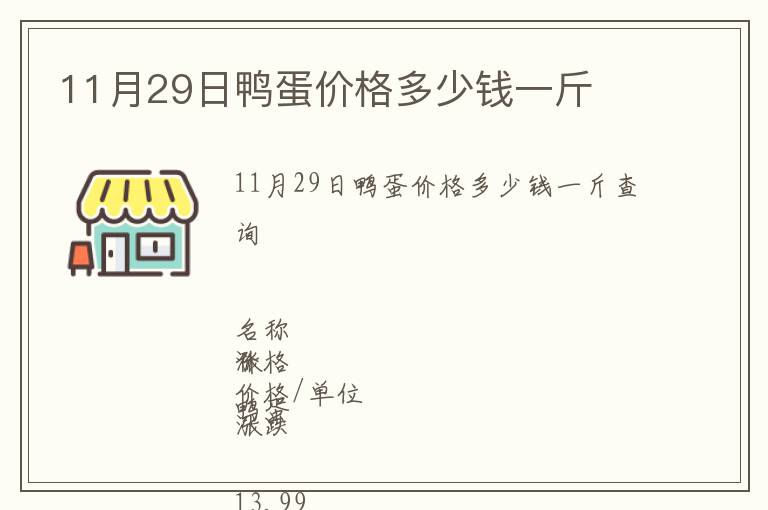 11月29日鴨蛋價(jià)格多少錢一斤