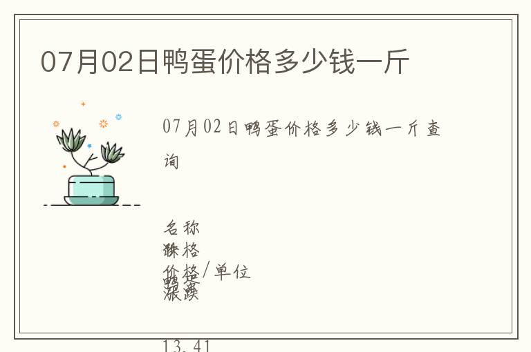07月02日鴨蛋價格多少錢一斤