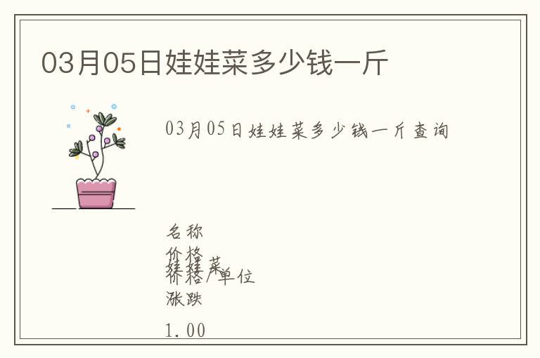03月05日娃娃菜多少錢一斤