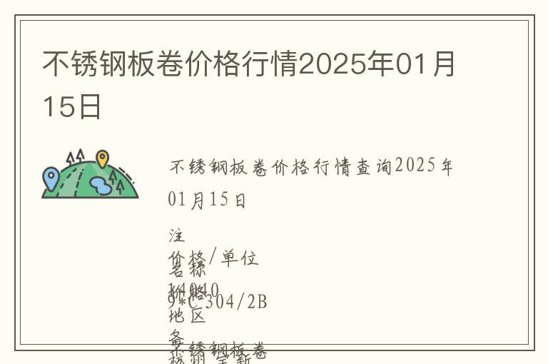 不銹鋼板卷價格行情2025年01月15日