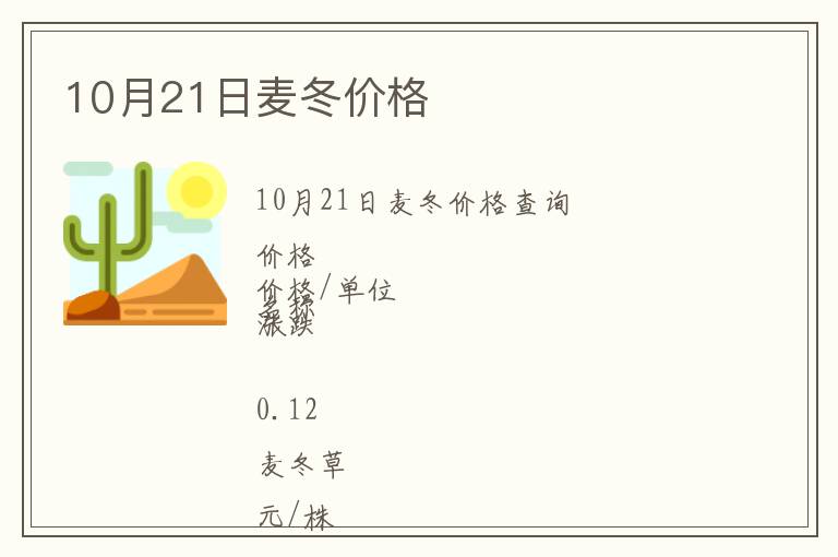 10月21日麥冬價格