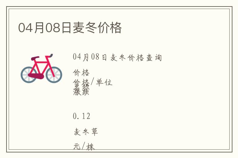 04月08日麥冬價(jià)格