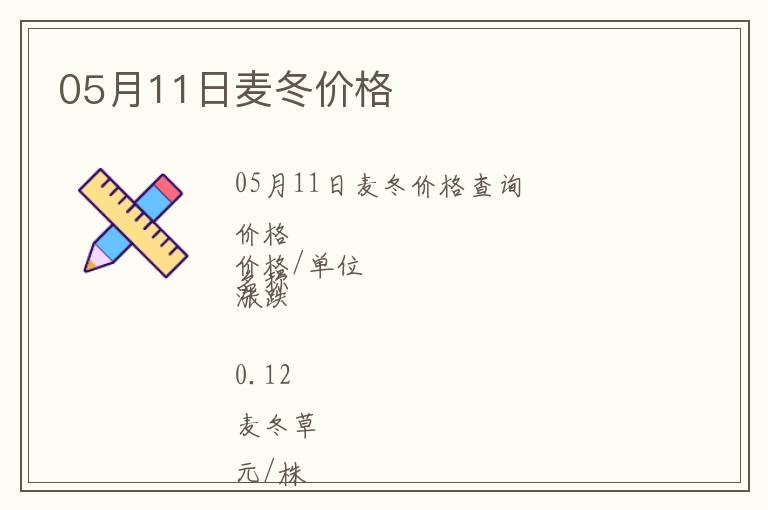 05月11日麥冬價(jià)格