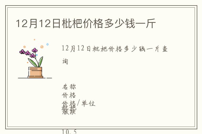 12月12日枇杷價格多少錢一斤