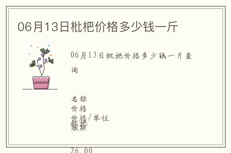 06月13日枇杷價(jià)格多少錢一斤