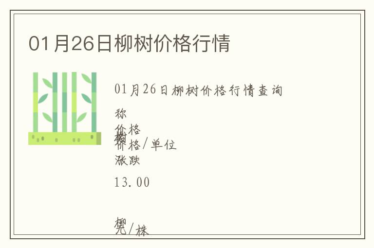 01月26日柳樹價格行情