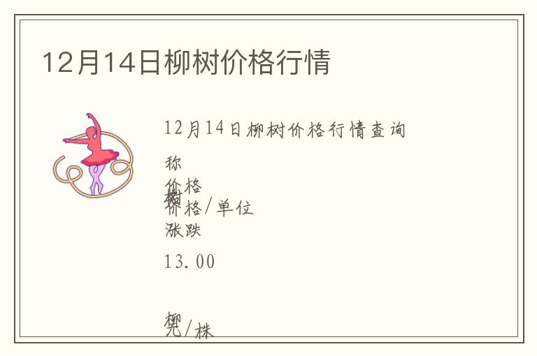 12月14日柳樹價(jià)格行情