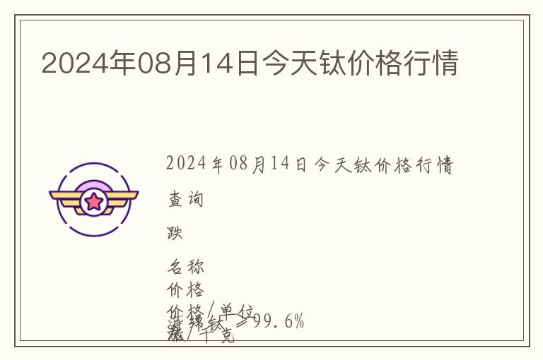 2024年08月14日今天鈦價格行情