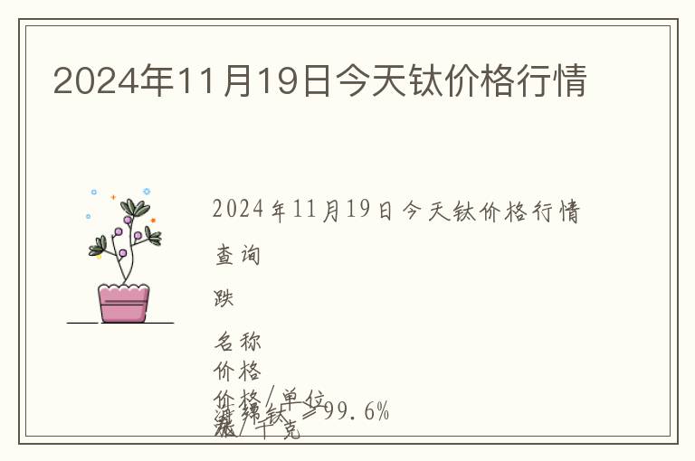 2024年11月19日今天鈦價格行情