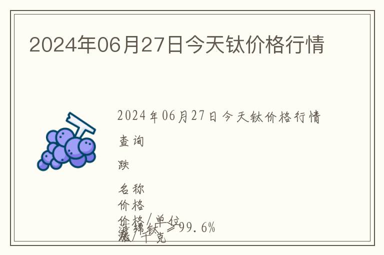 2024年06月27日今天鈦價(jià)格行情