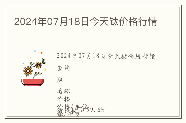2024年07月18日今天鈦價格行情