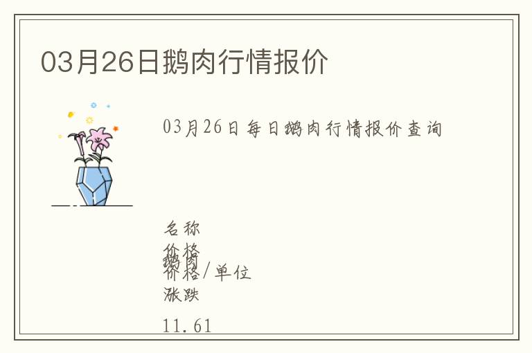 03月26日鵝肉行情報(bào)價(jià)