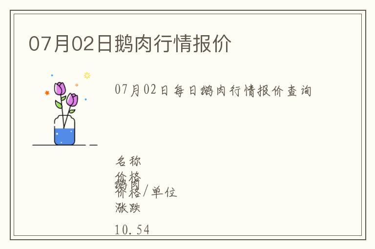 07月02日鵝肉行情報價