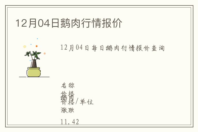 12月04日鵝肉行情報(bào)價(jià)