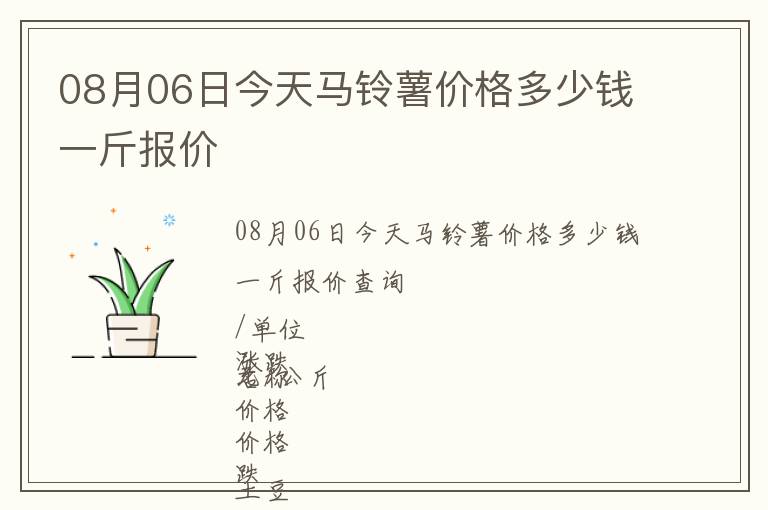 08月06日今天馬鈴薯價格多少錢一斤報價
