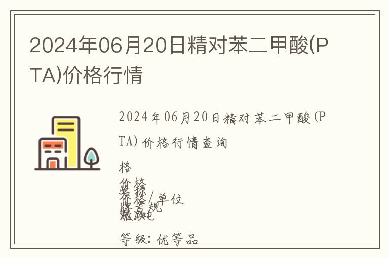 2024年06月20日精對苯二甲酸(PTA)價格行情
