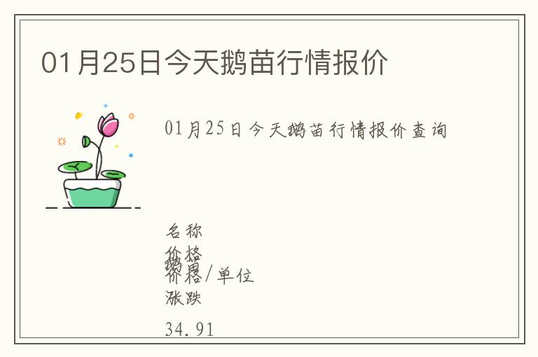 01月25日今天鵝苗行情報(bào)價(jià)