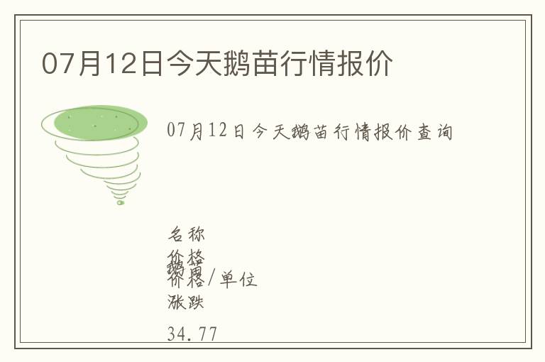 07月12日今天鵝苗行情報價