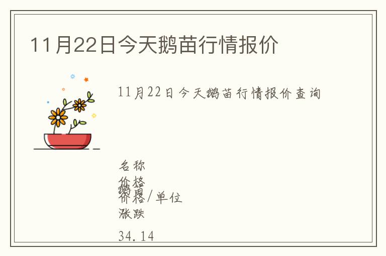 11月22日今天鵝苗行情報(bào)價(jià)