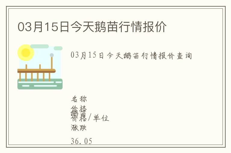 03月15日今天鵝苗行情報(bào)價(jià)