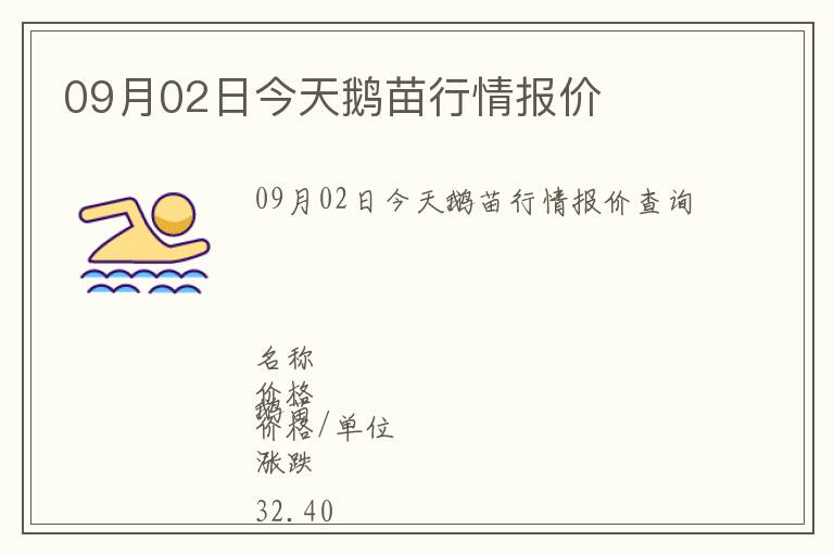 09月02日今天鵝苗行情報價