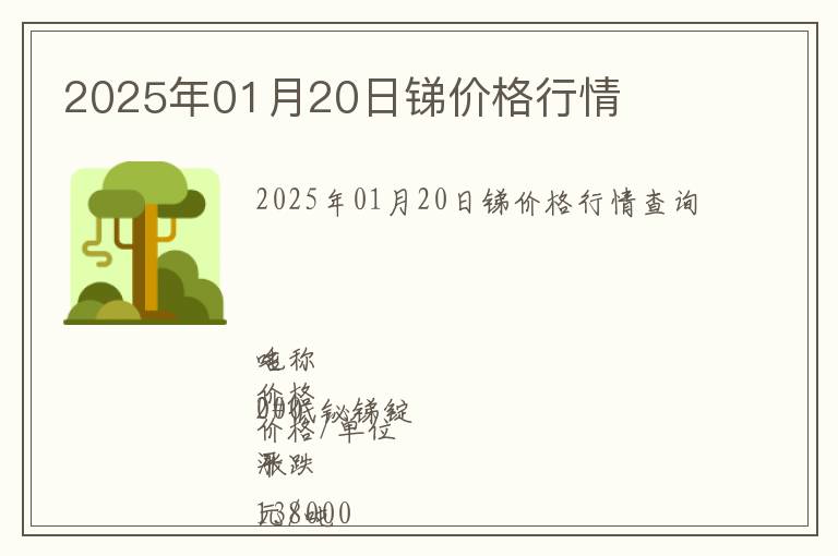2025年01月20日銻價格行情