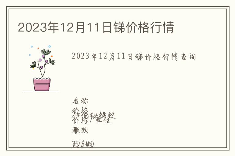 2023年12月11日銻價(jià)格行情