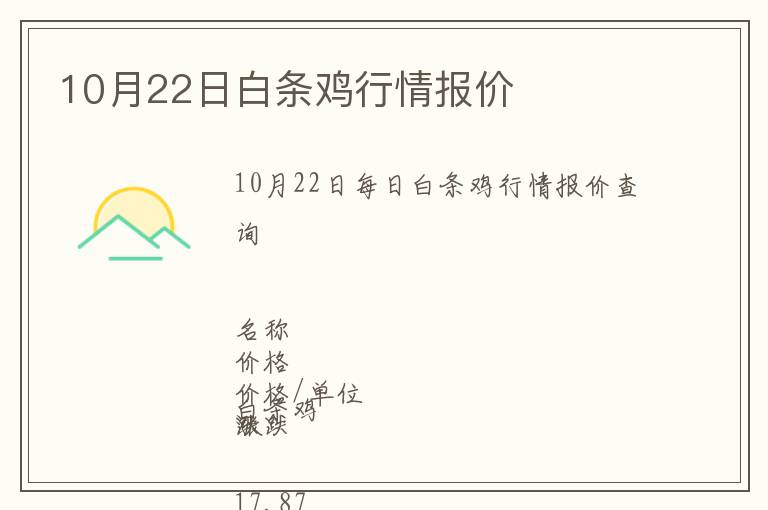 10月22日白條雞行情報價