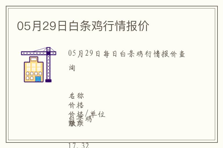 05月29日白條雞行情報價