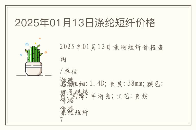 2025年01月13日滌綸短纖價格
